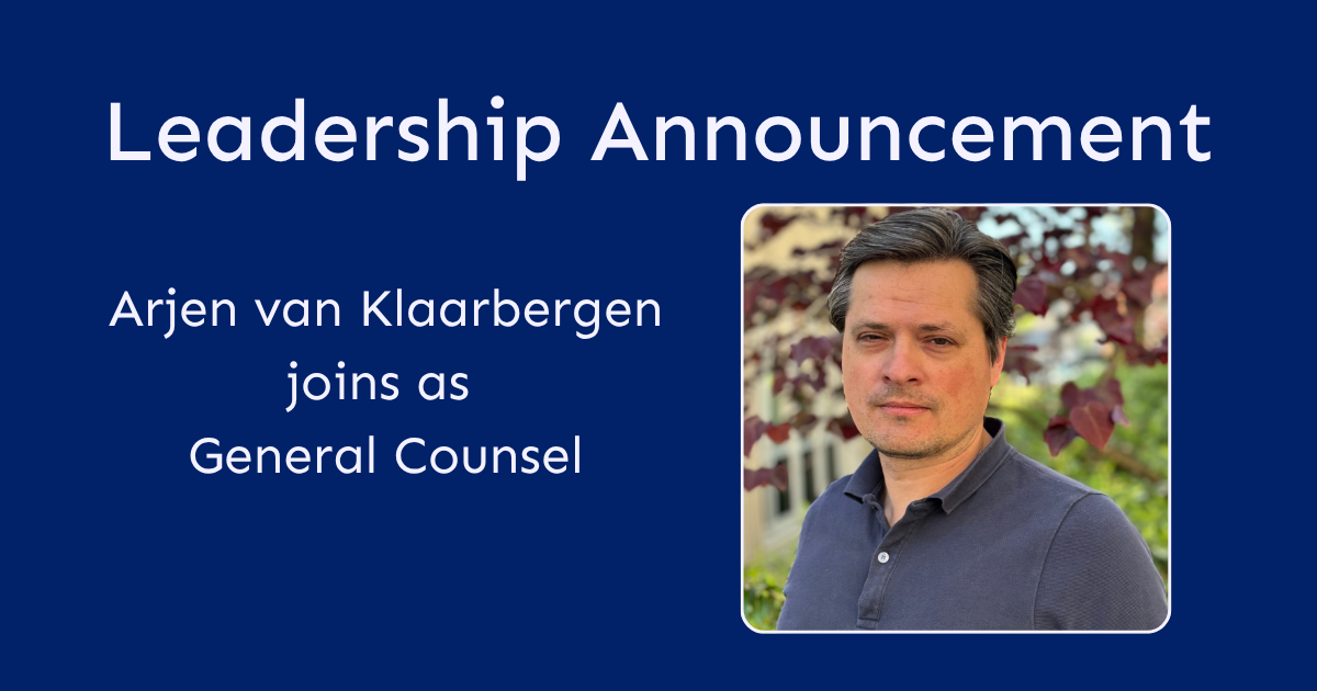 Quantoz leadership announcement introducing Arjen van Klaarbergen as General Counsel, with his portrait.